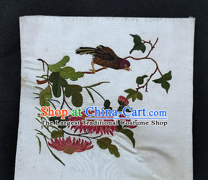 Traditional Chinese Embroidered Chrysanthemum Silk Patches Handmade Embroidery Fabric Accessories Embroidering Dress Applique