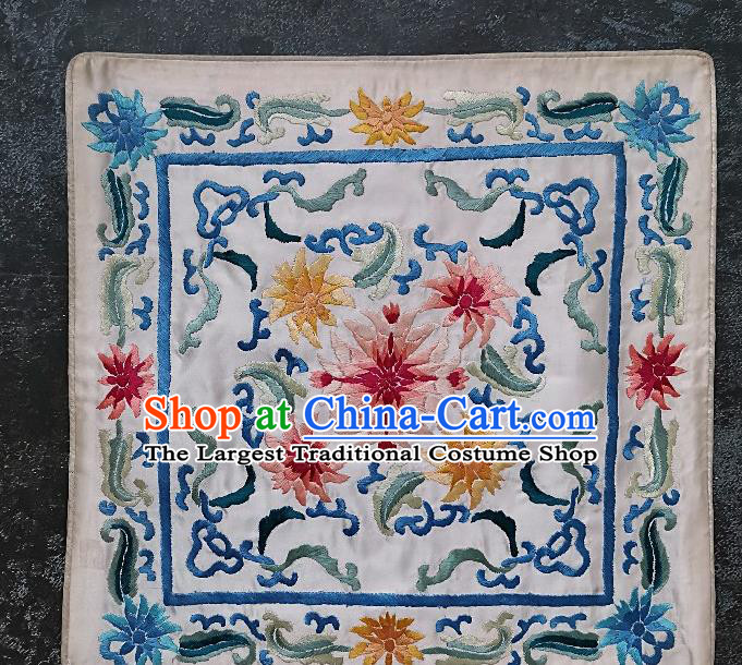 Traditional Chinese Embroidered Flowers Fabric Hand Embroidering Dress Applique Embroidery Pink Silk Patches Pillowslip Accessories