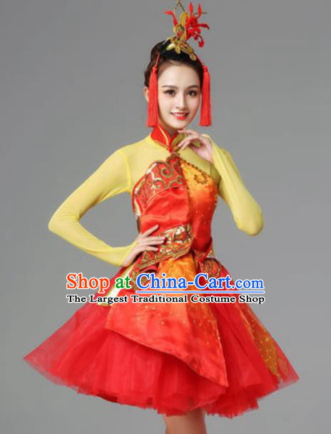 Traditional Chinese Folk Dance Dress Yangko Dance Stage Performance Costume for Women