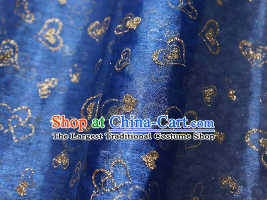 Chinese Traditional Heart Shape Pattern Design Deep Blue Veil Fabric Grenadine Cloth Asian Gauze Material