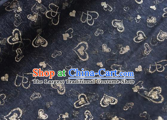 Chinese Traditional Heart Shape Pattern Design Black Veil Fabric Grenadine Cloth Asian Gauze Material