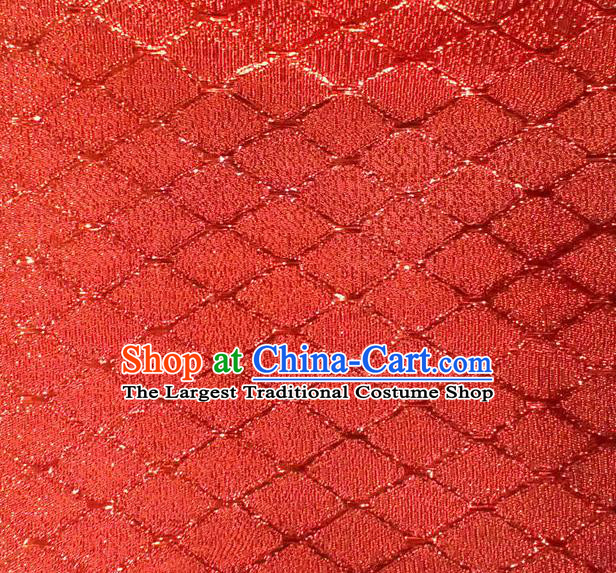 Chinese Traditional Argyle Pattern Design Red Brocade Fabric Tapestry Cloth Asian Silk Satin Material