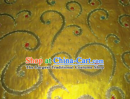 Chinese Traditional Gilding Pattern Design Golden Satin Fabric Cloth Silk Crepe Material Asian Dress Drapery
