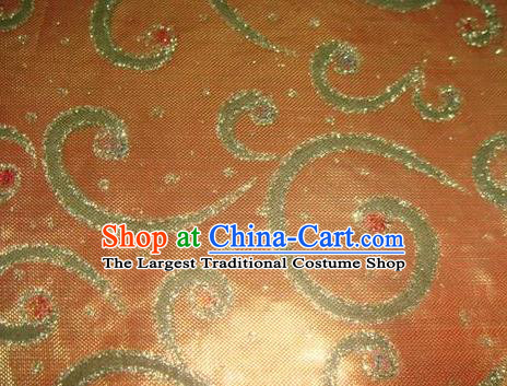 Chinese Traditional Gilding Pattern Design Orange Satin Fabric Cloth Silk Crepe Material Asian Dress Drapery