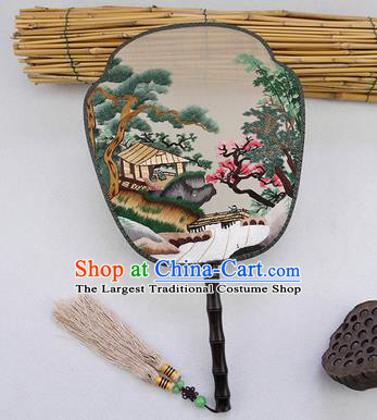 China Traditional Hanfu Palace Fan Embroidered Silk Fan Handmade Rosewood Fan