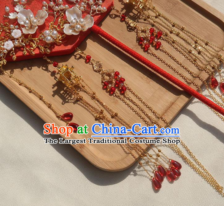 China Classical Dance Opal Dragonfly Fan Handmade Bride Palace Fan Traditional Wedding Red Silk Octagon Fan