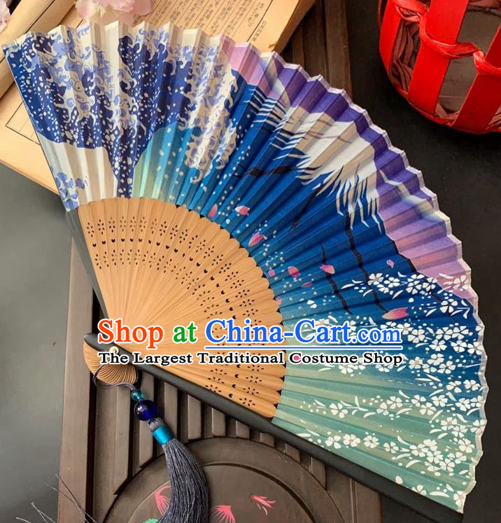 Japan Classical Accordion Handmade Printing Mount Fuji Folding Fan Bamboo Fan Cloth Fans