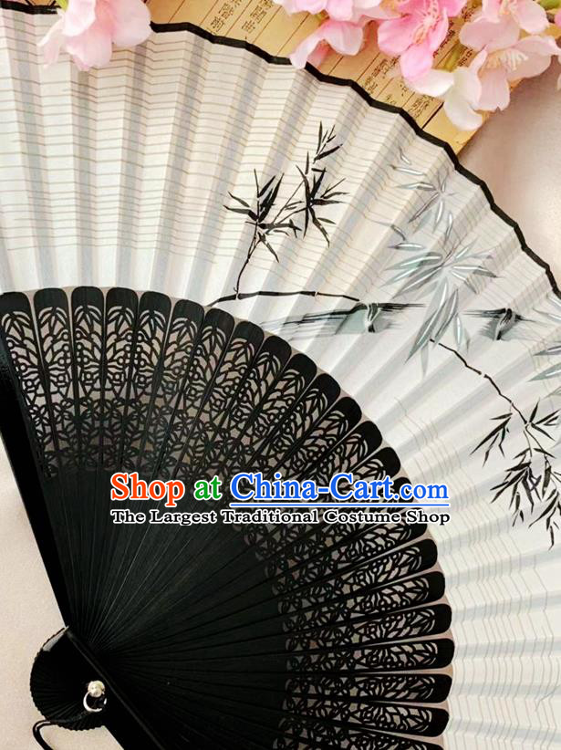 Chinese Classical Dance Silk Accordion Craft Handmade Bamboo Fan Ink Painting Bamboo Folding Fan