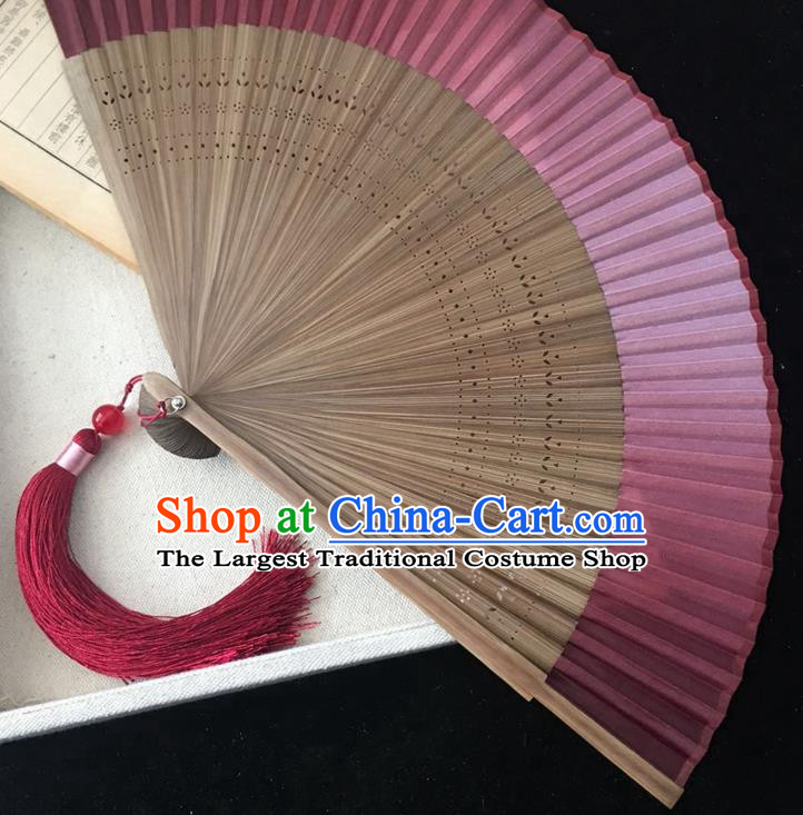Chinese Classical Silk Folding Fan Bamboo Fan Handmade Dance Accordion