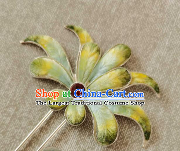 China Classical Hanfu Velvet Hair Stick Traditional Ancient Qing Dynasty Court Silver Hairpin