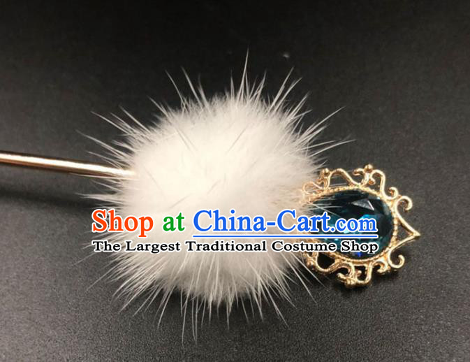 China Traditional Blue Crystal Hair Accessories Ming Dynasty Princess Hair Stick Ancient Hanfu Hairpin