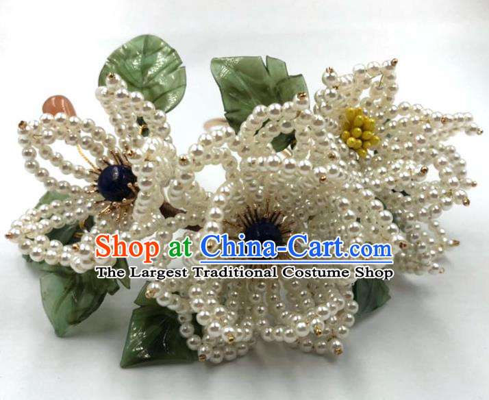 China Traditional Hanfu Flowers Hair Accessories Ming Dynasty Hairpin Ancient Princess Beads Hair Stick