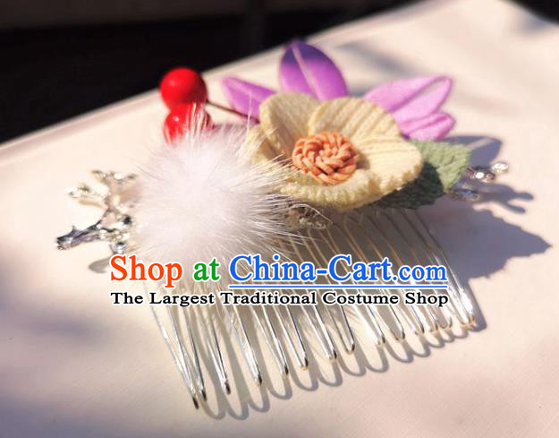 China Traditional Ancient Palace Lady Hairpin Ming Dynasty Flower Hair Comb