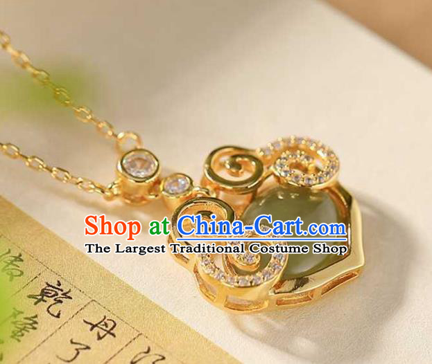 China Classical Cheongsam Accessories Traditional Hetian Jade Necklace
