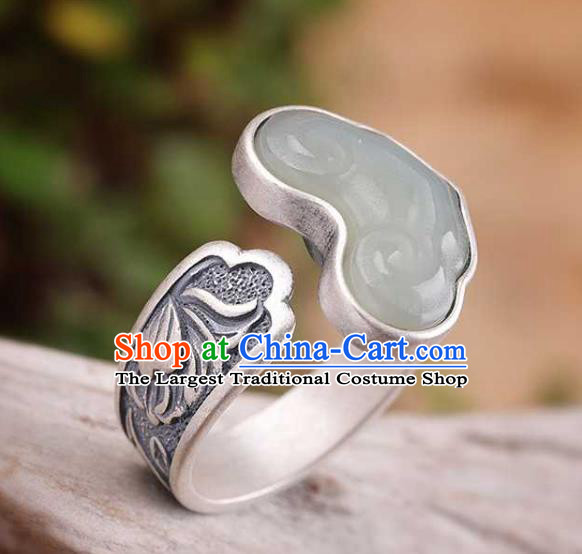 China Classical Cheongsam Jade Ring Accessories Traditional Silver Circlet Jewelry