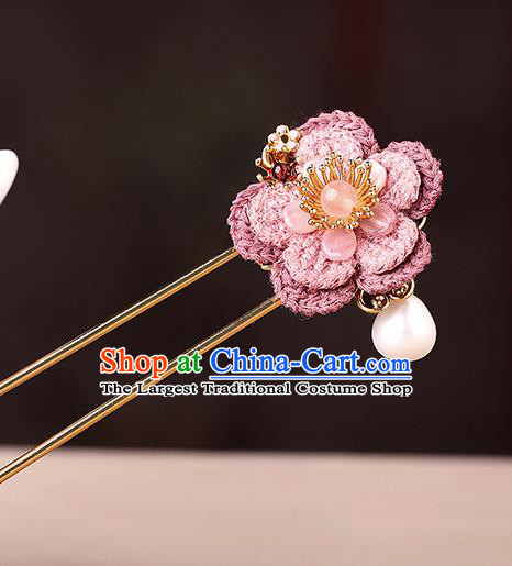 China Classical Pink Plum Hair Comb Traditional Cheongsam Hair Accessories Handmade Shell Hairpin