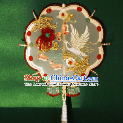 Chinese Ancient Princess Palace Fan Traditional Wedding Embroidered Silk Fan