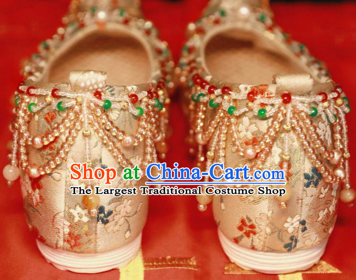 Handmade Chinese Traditional Hanfu Satin Shoes Embroidered Shoes Ancient Princess Shoes