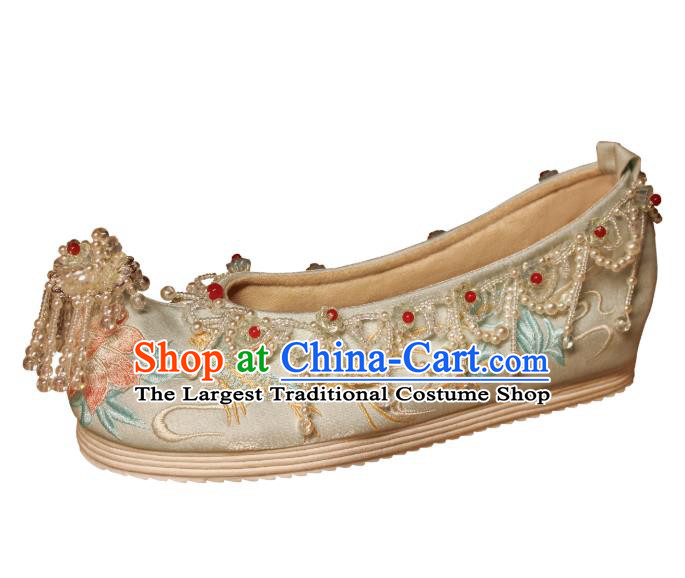 Chinese Embroidered Shoes Handmade Satin Shoes Traditional Ming Dynasty Princess Shoes