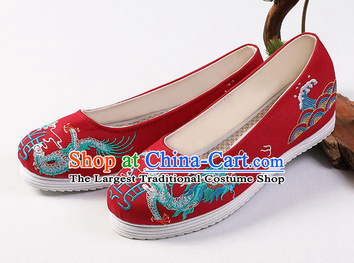 Chinese Handmade Hanfu Wedding Shoes Classical Embroidered Red Shoes Traditional Women Shoes