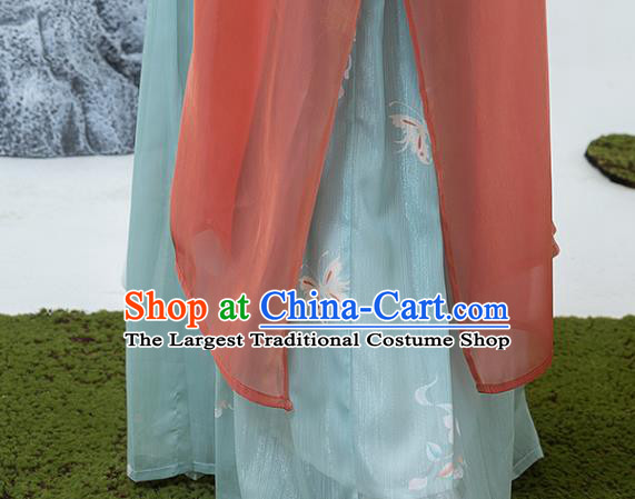 China Ancient Young Woman Hanfu Dress Traditional Historical Clothing Song Dynasty Country Lady Costume