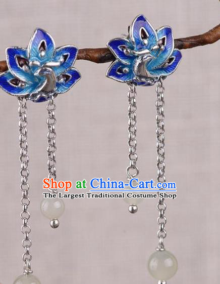 China National Blueing Peacock Earrings Traditional Cheongsam Ear Accessories