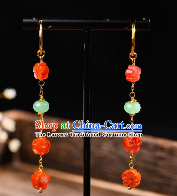 China Traditional Ear Jewelry Accessories Classical Cheongsam Agate Plum Blossom Earrings