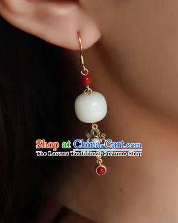 China Traditional Jade Ear Jewelry Accessories Classical Cheongsam Enamel Earrings