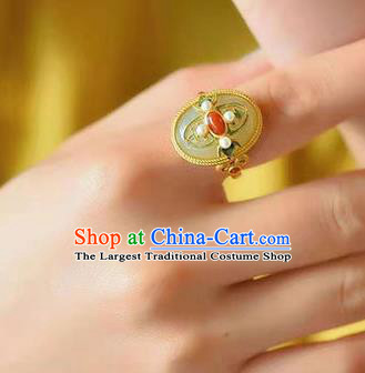 China Ancient Princess Jade Ring Jewelry Traditional Handmade Circlet Accessories