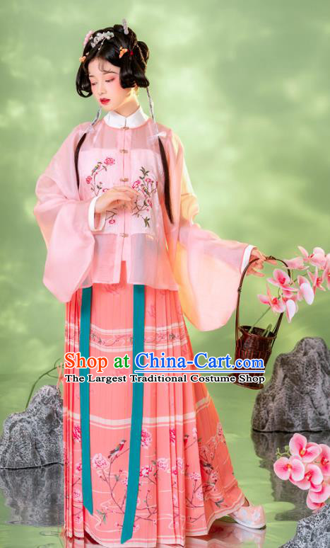 Traditional China Ming Dynasty Young Lady Historical Clothing Ancient Patrician Female Costumes Full Set