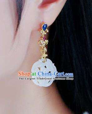 Handmade China National Ear Jewelry Accessories Traditional Cheongsam Jade Plum Earrings