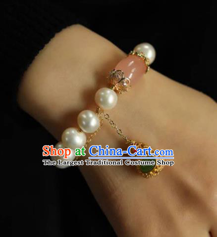 China Handmade Golden Gourd Tassel Bracelet Traditional Jewelry Accessories National Pearls Bangle