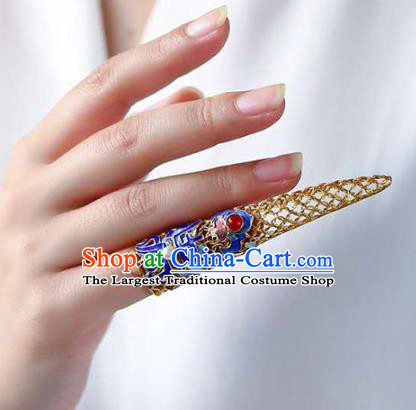 Chinese Ancient Court Cloisonne Jewelry Traditional Handmade Qing Dynasty Imperial Concubine Nail Wrap Accessories