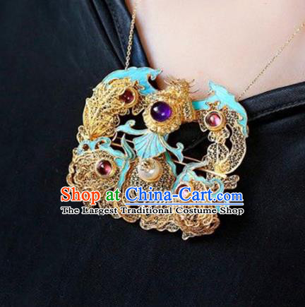 Chinese National Classical Filigree Brooch Accessories Handmade Amethyst Necklet Pendant