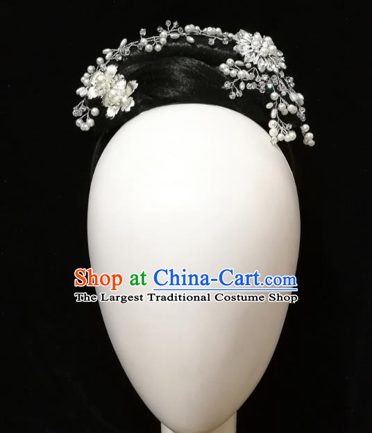 Traditional China Handmade Fan Dance Wig Chignon Folk Dance Stage Show Hair Accessories Yangko Dance Headwear