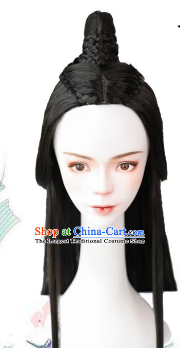 Handmade Chinese Ancient Prince Wig Chignon Traditional Jin Dynasty Swordsman Hair Accessories Wigs