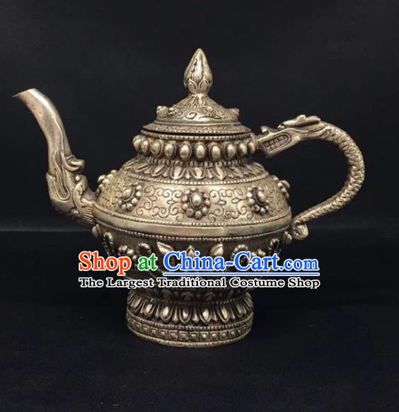 Handmade Chinese Cupronickel Teapot Traditional Brass Accessories Carving Eight Treasures Kettle Ornaments
