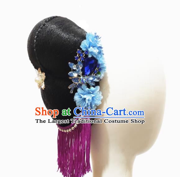 China Traditional Umbrella Dance Wig Chignon Classical Dance Hair Accessories