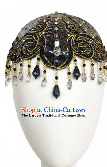 Traditional China Folk Dance Headwear Classical Dance Hair Accessories Black Tassel Top Hat