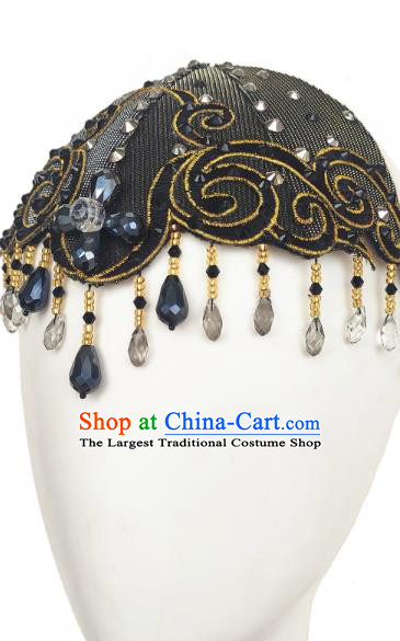Traditional China Folk Dance Headwear Classical Dance Hair Accessories Black Tassel Top Hat