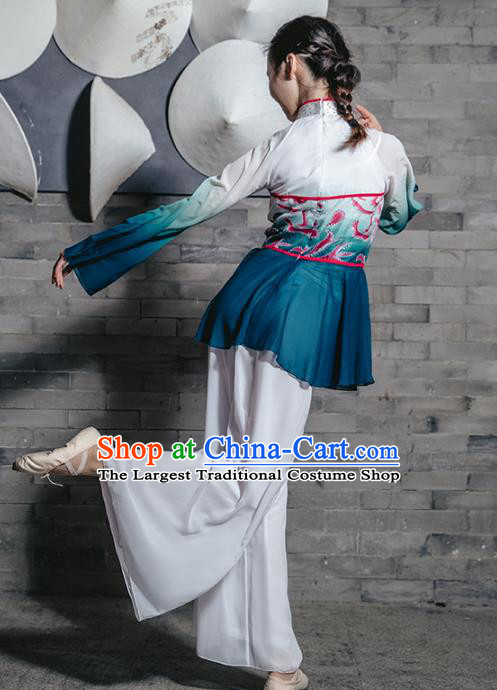 Traditional China Fan Dance Stage Show Costumes Folk Dance Clothing Yangko Dance Outfits