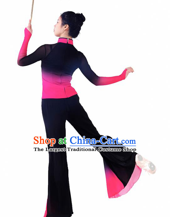 Traditional China Folk Dance Rosy Outfits Stage Show Costumes Fan Dance Clothing