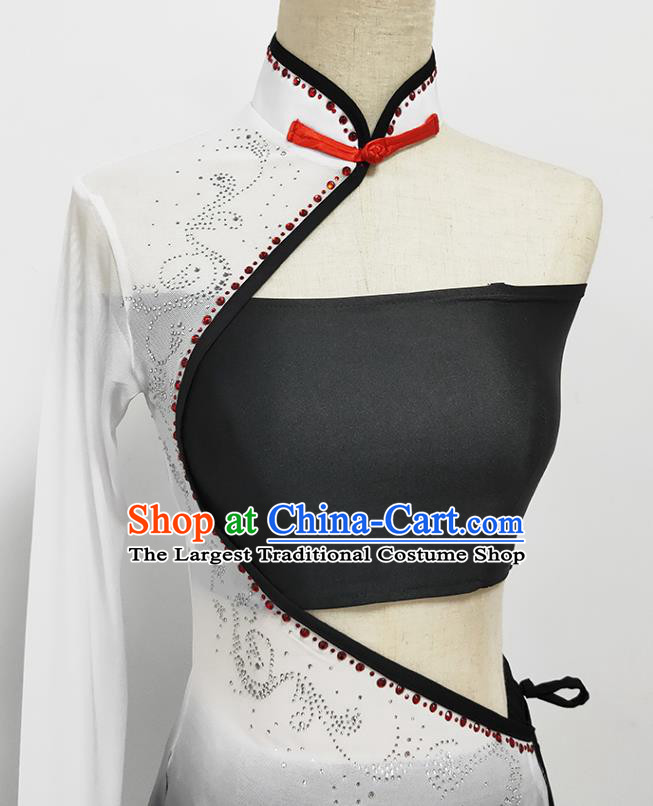 Traditional China Umbrella Dance Stage Show Costume Classical Dance Black Blouse and Skirt Outfits