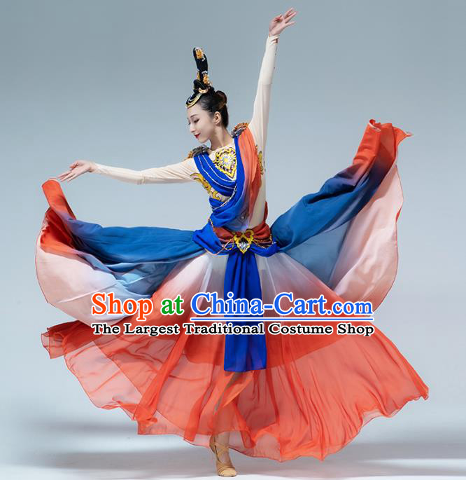 Traditional China Classical Dance Outfits Flying Apsaras Group Dance Stage Show Costume