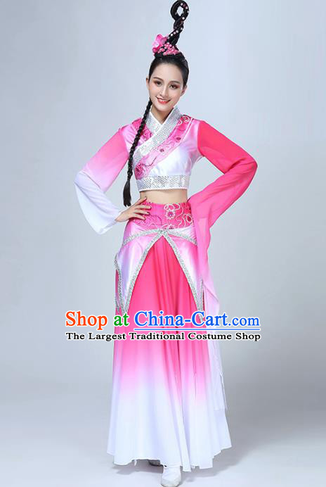 China Traditional Peach Blossom Dance Group Dance Costume Classical Dance Stage Show Pink Dress Outfits