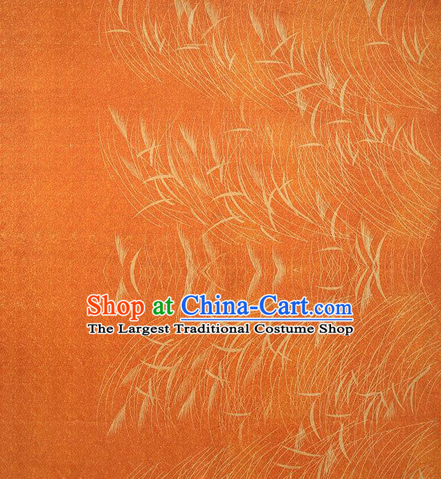 Chinese Traditional Satin Fabric Qipao Dress Brocade Classical Reed Pattern Orange Silk Drapery