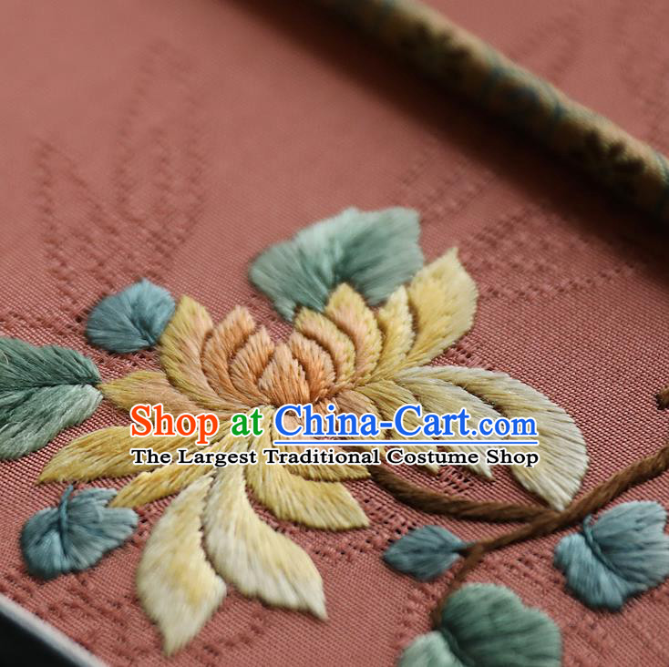 China Traditional Hanfu Pink Silk Fan Wedding Embroidered Chrysanthemum Palace Fan Handmade Fans