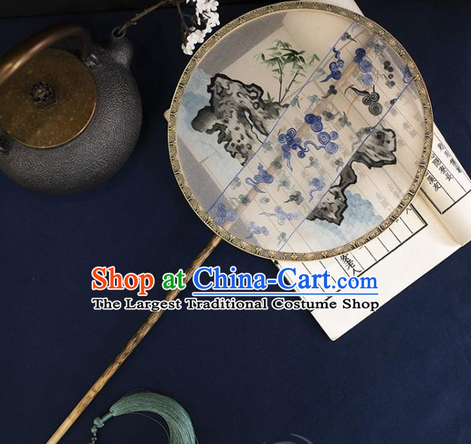 China Handmade Suzhou Embroidered Circular Fan Ancient Princess Palace Fan Traditional Hanfu Silk Fans