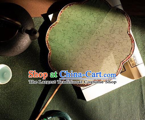 China Handmade Song Dynasty Court Fan Traditional Green Silk Palace Fan Hanfu Bamboo Fan