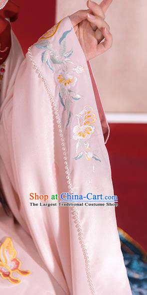 Ancient China Noble Beauty Embroidered Costumes Traditional Ming Dynasty Royal Princess Hanfu Clothing
